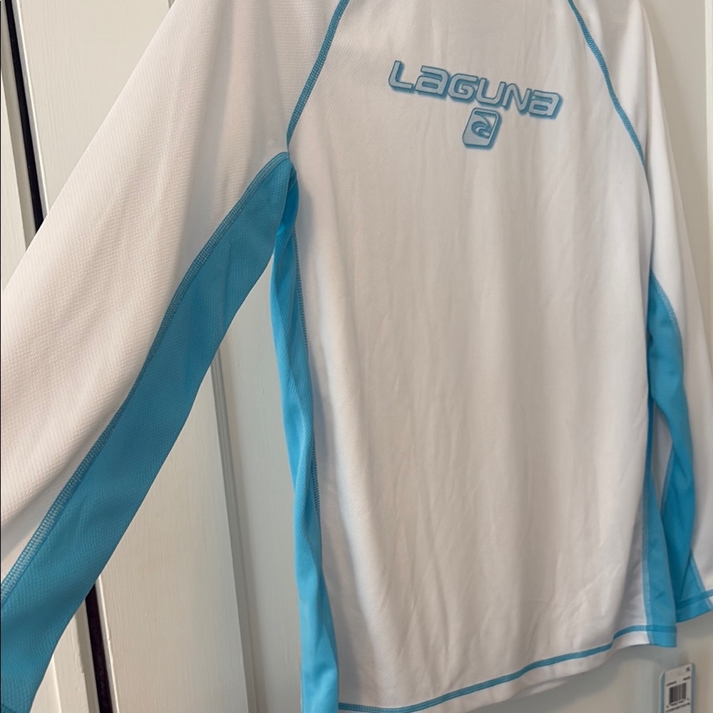 Laguna Beach Teen Swim Rashguard - White and Blue - Picture 6 of 10